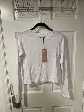 Afends White Long Sleeve Crew Neck Top